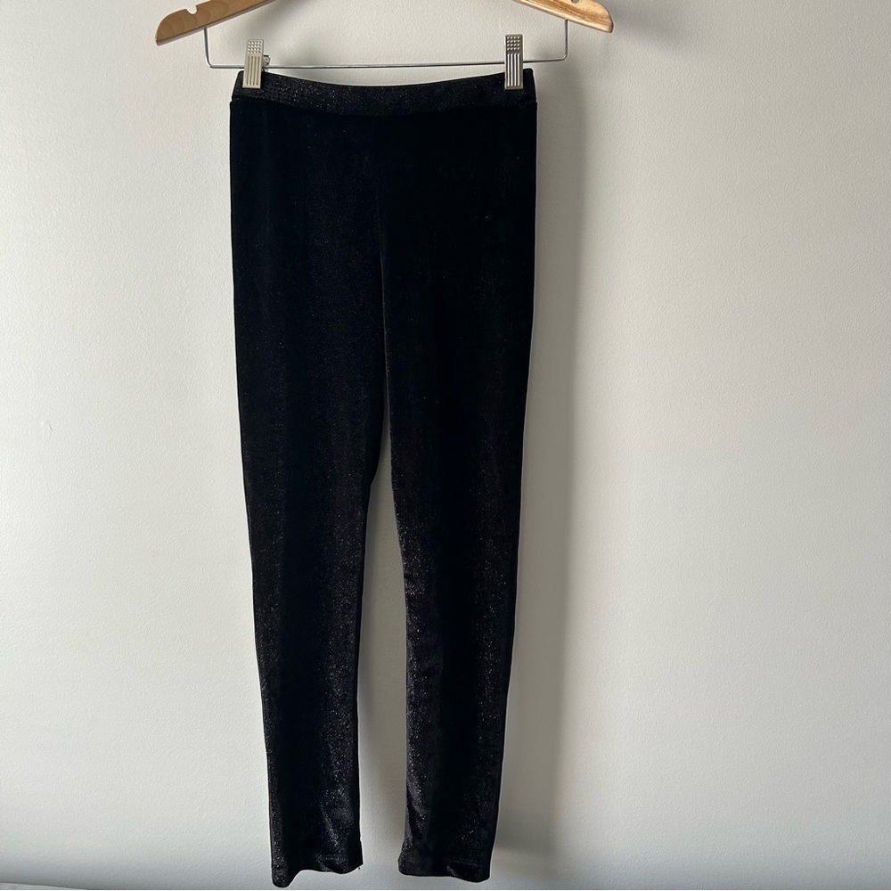 Zara kids velour shimmer black leggings 11-12 NWT